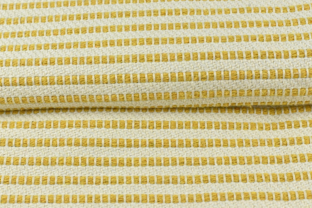 Vintage Yellow and White Stripe Geometric Cotton Blend Upholstery Fabric For Furniture|Heavy Farmhouse Decor Fabric For Chair Cushion Couch