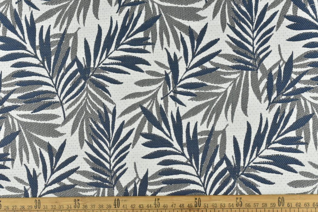 Navy Grey Tropical Leaf Waterproof Outdoor Upholstery Fabric For Chair|Solution Dyed Acrylic Polyester Garden Patio Indoor Outdoor Fabric