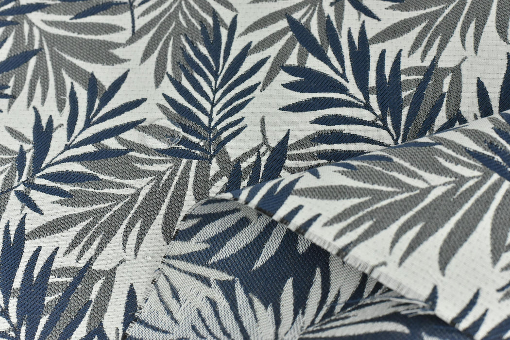 Navy Grey Tropical Leaf Waterproof Outdoor Upholstery Fabric For Chair|Solution Dyed Acrylic Polyester Garden Patio Indoor Outdoor Fabric