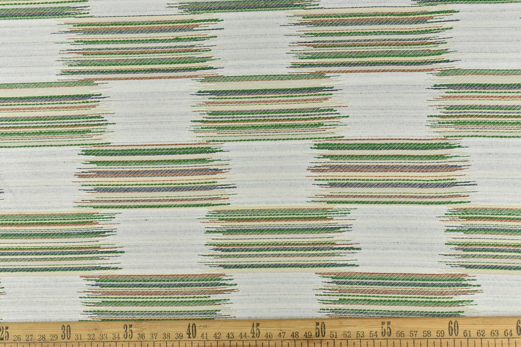 Green and Rust Abstract Stripe Indoor Outdoor Upholstery Fabric For Chair|Geometric Garden Patio Decor Furniture Fabric For Cushion Pillow