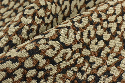 Designer Heavyweight Wool Blend Brown Black Beige Leopard Jacquard Textured Upholstery Fabric|Colorful Abstract Animal Skin Geometric Fabric