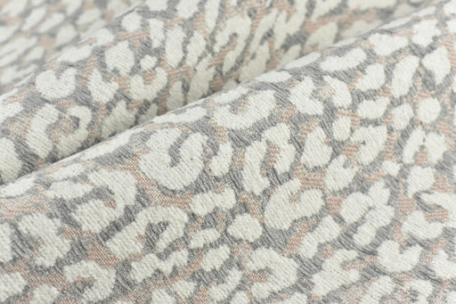 Designer Heavyweight Wool Blend Pink Grey White Leopard Jacquard Textured Upholstery Fabric|Abstract Wild Animal Skin Geometric Fabric