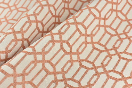 Vintage Fretwork Geometric Jacquard Home Decor Fabric For Chair Drapery Curtain|Mid Century Modern Pink Lattice Geometric Fabric For Couch