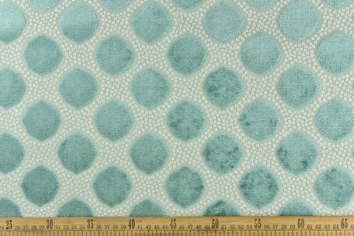 Heavy Weight Teal Green Dot Geometric Raised Cut Velvet Upholsetry Fabric For Chair Couch|High Quality Abstract Spot Velvet Fabric