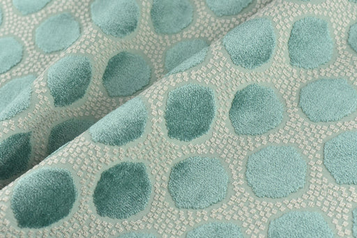 Heavy Weight Teal Green Dot Geometric Raised Cut Velvet Upholsetry Fabric For Chair Couch|High Quality Abstract Spot Velvet Fabric