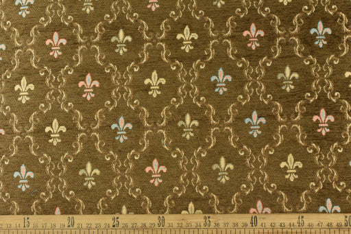 Mid Century Modern Brown Damask Floral Geometric Chenille Jacquard Upholsetry Fabric For Furniture Drapery|Retro Fabric For Couch 110"W