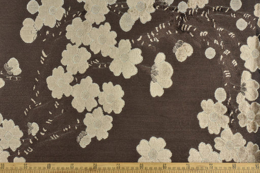 Heavy Weight Chinoiserie Plum Blossom Floral Cut Velvet Upholstery Fabric For Chair|High Quality Dark Brown Velvet Fabric For Furniture