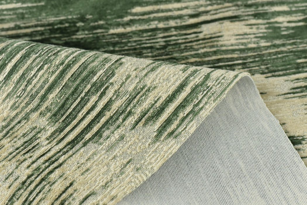 Heavy Weight Green and Ivory Abstract Stripe Geometric Raised Cut Velvet Upholstery Fabric For Chair Sofa