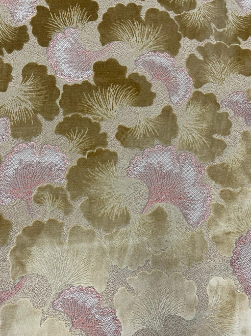 Heavy Weight Ginkgo Biloba Leaves Pattern Cut Velvet Upholstery Fabric For Chair Cushion|Designer Home Decor Floral Velvet Fabric For Pillow