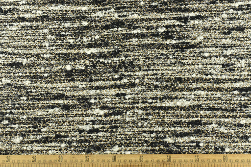 Designer Upmarket Heavy Weight Irregular Black White Cotton Wool Blend Boucle Upholstery Fabric For Chair Couch|Soft Chunky Furniture Fabric