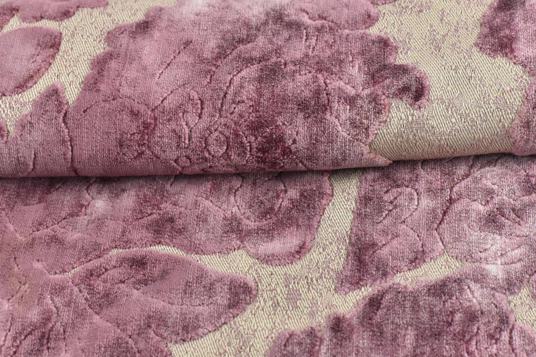 Designer High End Pink Abstract Floral Raised Cut Velvet Home Decor Fabric For Chair Drapery Garment|High Quality Velvet Fabric By Yard