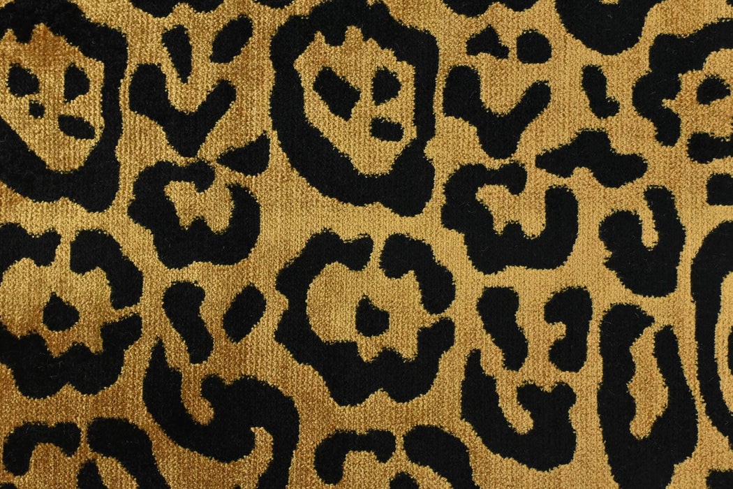 Luxury Gold Black Leopard Cut Velvet Upholstery Fabric|Vintage Cheetah Wild Animal Abstract Geometric Furniture Fabric For Ottoman Chair