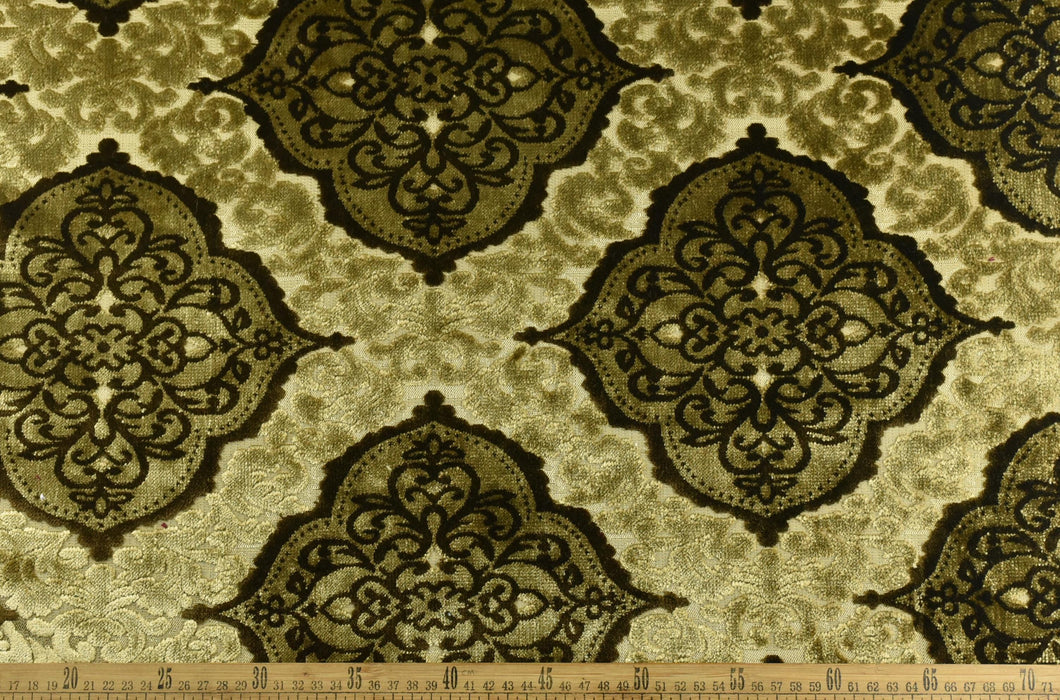 Designer Heavy Weight Light Gold Large Damask Floral Upholstery Fabric For Chair|Retro Floral Home Decor Fabric For Furniture Drapery