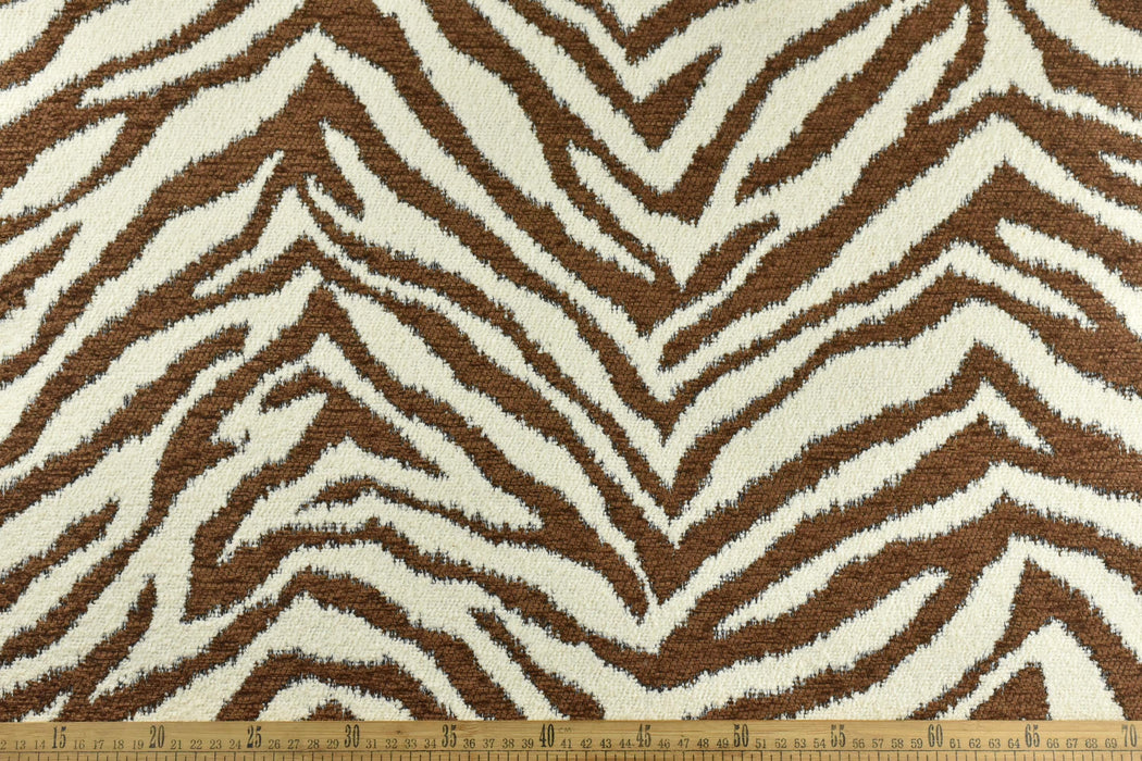 Heavy Weight Wool Blend Brown Zebra Skin Upholstery Fabric For Chair|Designer Black and White Wild Animal Skin Fabric For Couch 55"W/850GSM