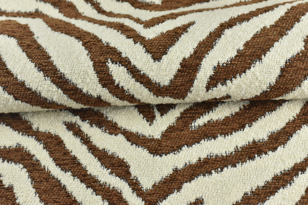 Heavy Weight Wool Blend Brown Zebra Skin Upholstery Fabric For Chair|Designer Black and White Wild Animal Skin Fabric For Couch 55"W/850GSM