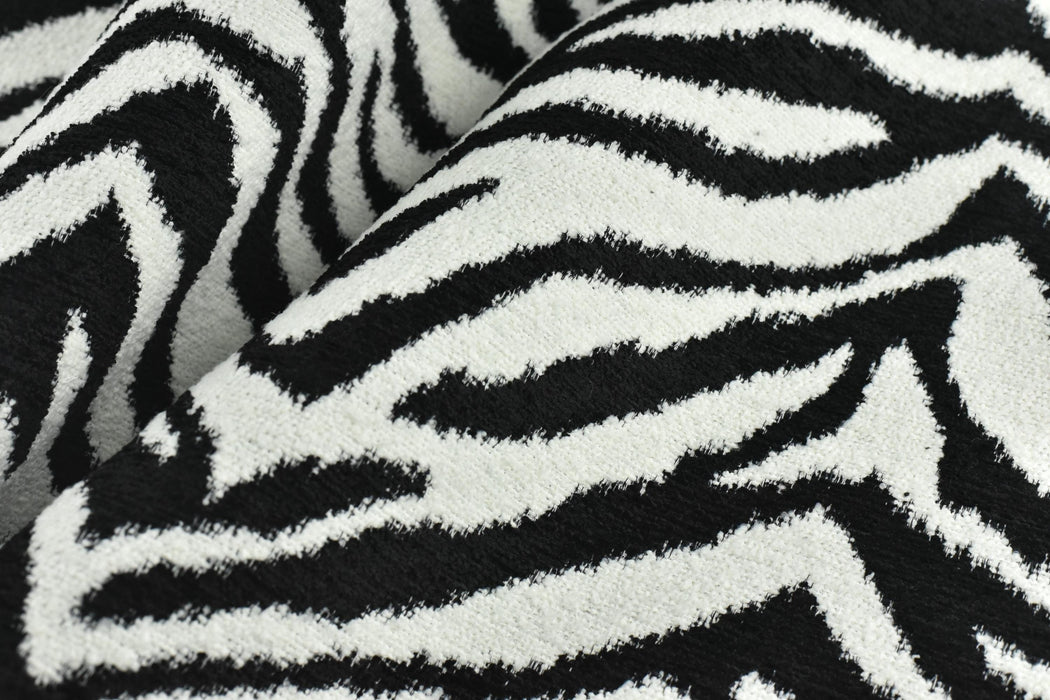 Heavy Weight Wool Blend Black and White Zebra Skin Upholstery Fabric For Chair|Vintage Wild Animal Skin Fabric For Couch 55"W/850GSM