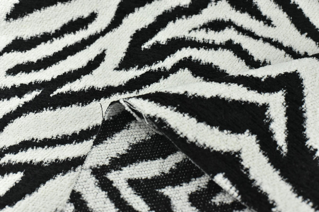 Heavy Weight Wool Blend Black and White Zebra Skin Upholstery Fabric For Chair|Vintage Wild Animal Skin Fabric For Couch 55"W/850GSM