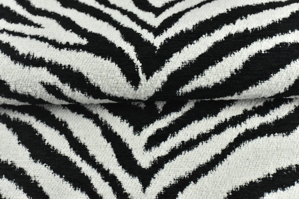 Heavy Weight Wool Blend Black and White Zebra Skin Upholstery Fabric For Chair|Vintage Wild Animal Skin Fabric For Couch 55"W/850GSM