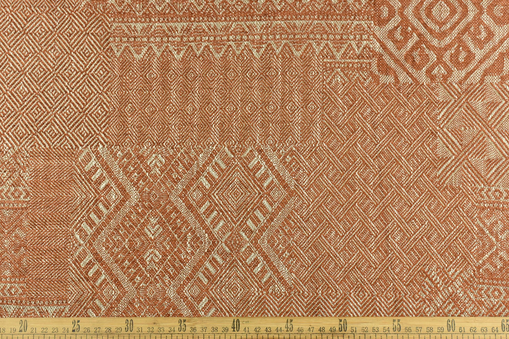 Extra Wide Heavy Weight Rust Brown Geometric Upholstery Fabric For Chair Curtain|Designer Beautiful Home Decor Fabric 290CM Wide