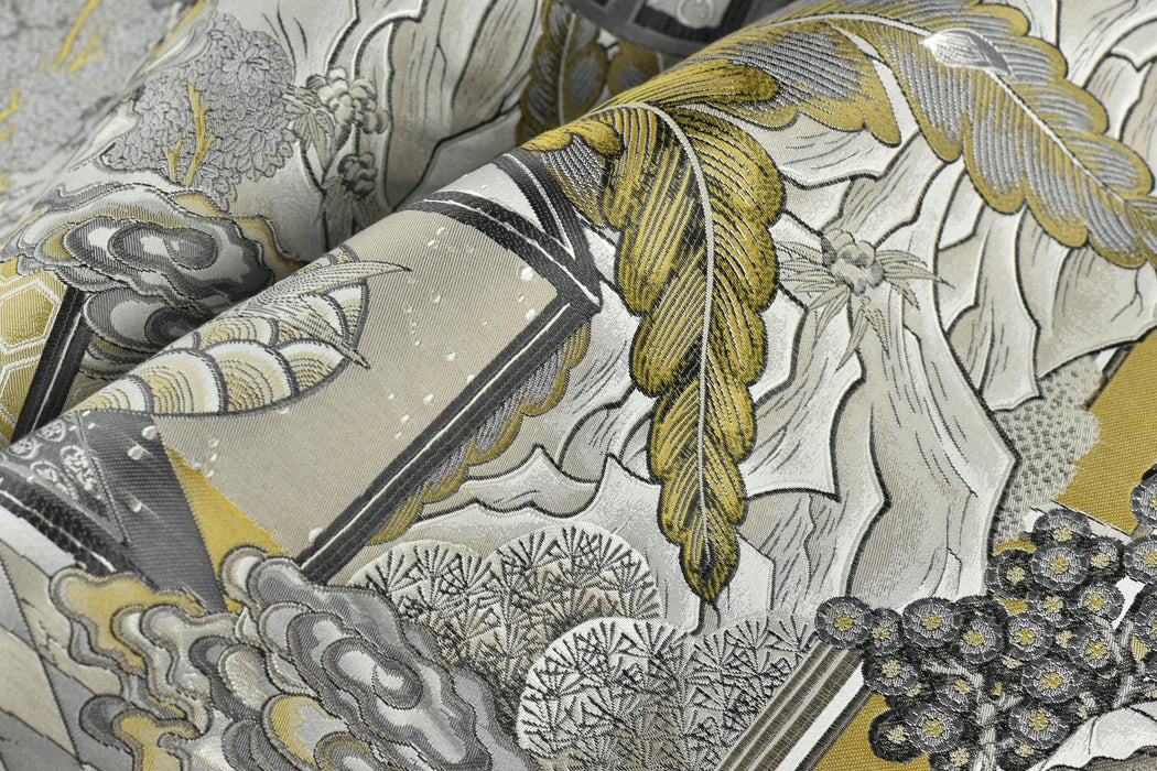 Designer Heavyweight Yellow Gold Vintage Chinoiserie Chic Botanical ...