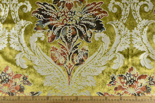 Vintage Gold Damask Floral Embossing Print and Bronzing Shiny Velvet Fabric For Curtain Pillow Dress|Rayon Blend Silky Velvet Fabric By Yard