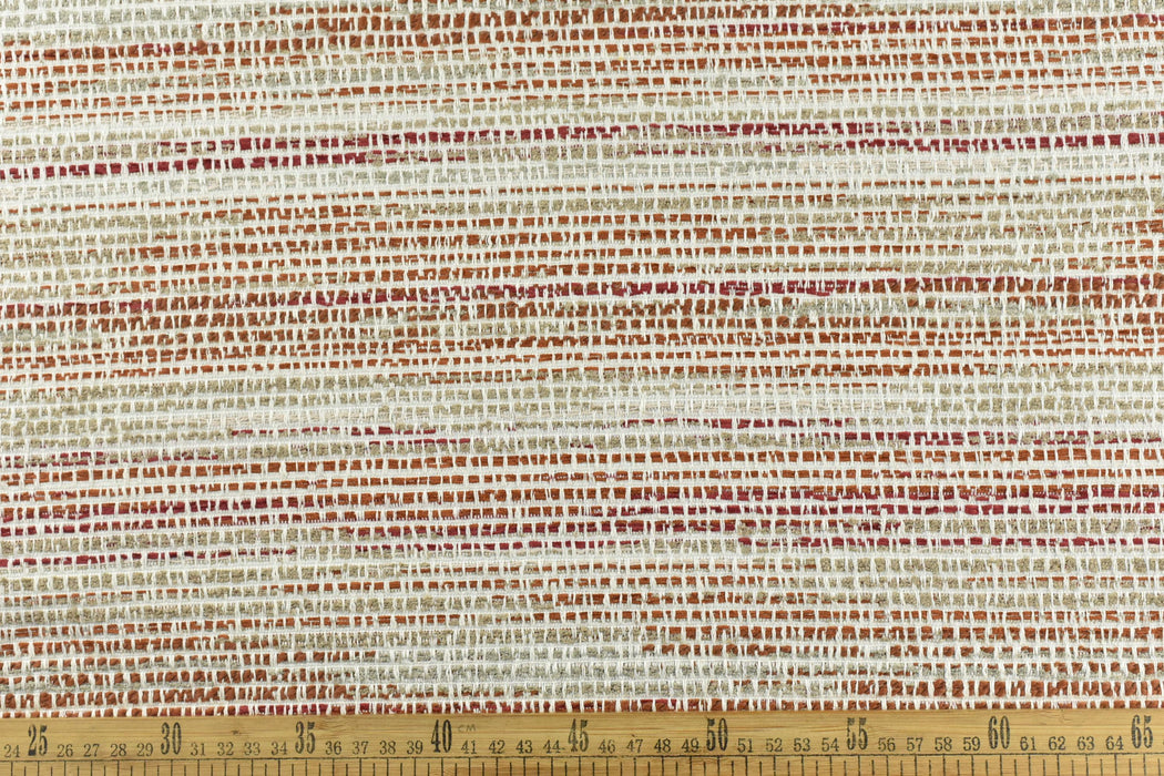 Extra Wide Designer Red Burnt Orange Upholstery Fabric and Drapery Fabric|Modern Striped Furniture and Curtain Fabric 110.4"(290CM)