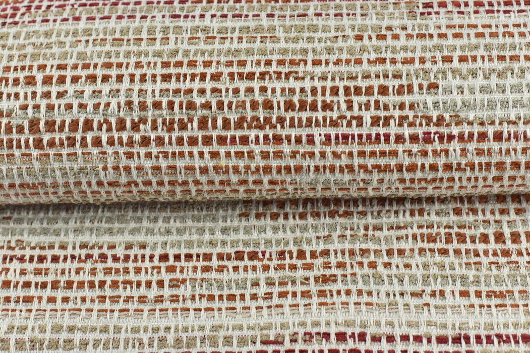 Extra Wide Designer Red Burnt Orange Upholstery Fabric and Drapery Fabric|Modern Striped Furniture and Curtain Fabric 110.4"(290CM)