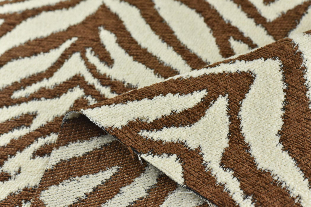 Heavy Weight Wool Blend Brown Zebra Skin Upholstery Fabric For Chair|Designer Black and White Wild Animal Skin Fabric For Couch 55"W/850GSM