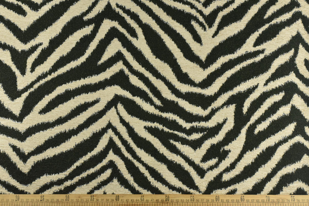 Heavy Weight Wool Blend Brown Zebra Skin Upholstery Fabric For Chair|Designer Black and White Wild Animal Skin Fabric For Couch 55"W/850GSM