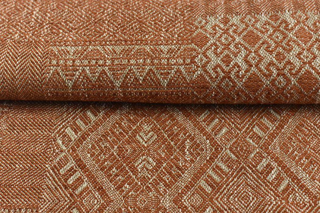 Extra Wide Heavy Weight Rust Brown Geometric Upholstery Fabric For Chair Curtain|Designer Beautiful Home Decor Fabric 290CM Wide