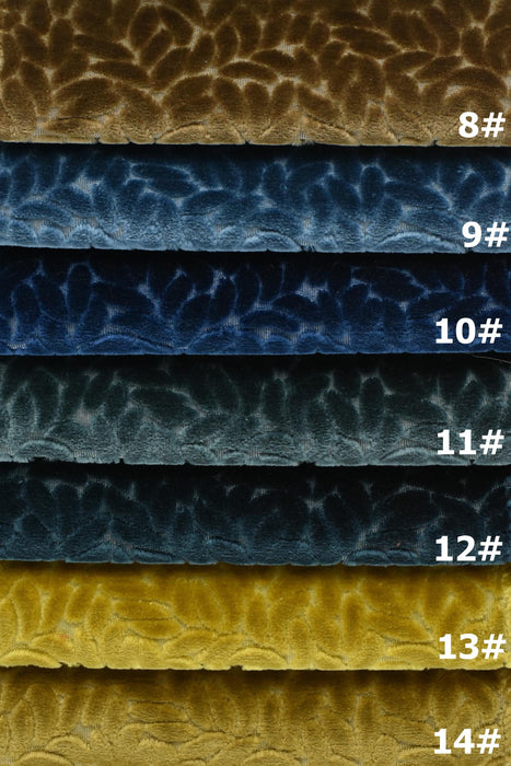 Luxury Geometric Leaf Pattern Raised Cut Velvet Upholstery Fabric By The Yard|Burnt Orange Cut Velvet Upholstery Fabric For Chair Couch
