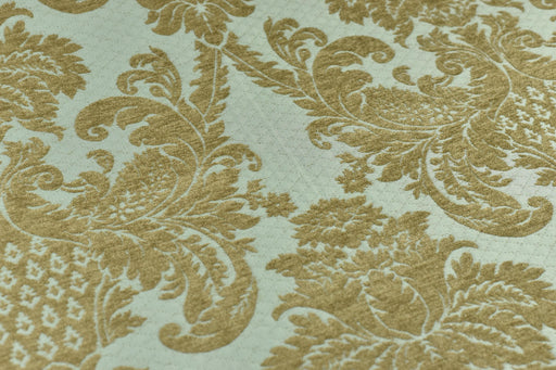 Heavy Weight Blue Tan Vintage Chenille Floral Jacquard Damask Upholstery and Drapery Fabric|MCM Home Decor Fabric For Chair Curtain