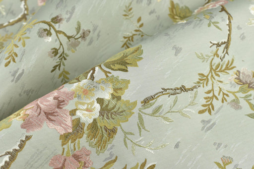 Vintage Pink And Chartreuse Green Floral Jacquard Fabric For For Cushion Chair and Curtain|Shabby Chic Floral Home Decor Fabric