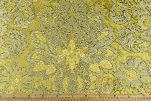 Luxury Gold Velvet Embroidered Vintage Floral Fabric - Opulent Handcrafted Material for Home Decor Curtain Drapery Pillow Interior Design