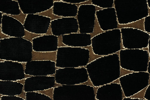 Heavyweight Gold Black Large Abstract Geometric Raised Cut Velvet Upholstery Fabric For Chair Cushion|Durable Thick Furniture Fabric By Yard