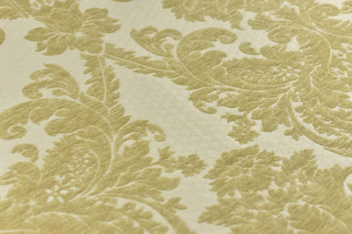 Heavy Weight Yellow Cream Vintage Chenille Floral Jacquard Damask Upholstery and Drapery Fabric|MCM Home Decor Fabric For Chair Curtain