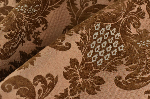 Heavy Weight Antique Brass Vintage Chenille Floral Jacquard Damask Upholstery and Drapery Fabric|MCM Home Decor Fabric For Chair Curtain