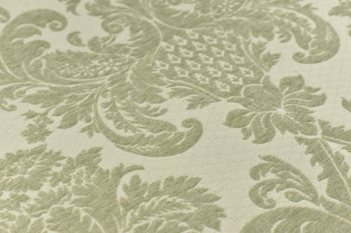 Heavy Weight Light Green Vintage Chenille Floral Jacquard Damask Upholstery and Drapery Fabric|MCM Home Decor Fabric For Chair Curtain
