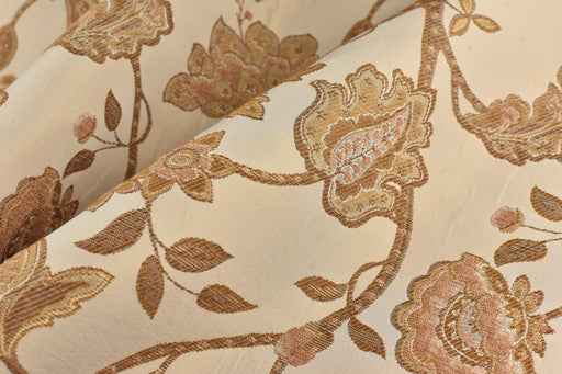 Vintage Gold Borwn Large Floral Jacquard Upholstery Fabric For Chair Curtain|Retro Farmhouse Home Decor Fabric For Cushion Pillow