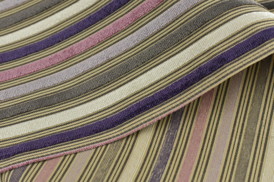 Multi-Colored Heavy Weight Raised Striped Cut Velvet Upholsetry Fabric For Chair Couch|Luxury Durable Jacquard Velvet Fabric For Ottoman