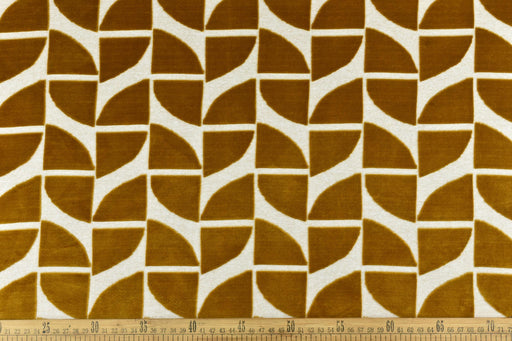 Heavy Weight Light Gold Quarter Circles Geometric Cut Velvet Jacquard Upholstery Fabric For Chair|Vintage Velvet Fabric For Couch