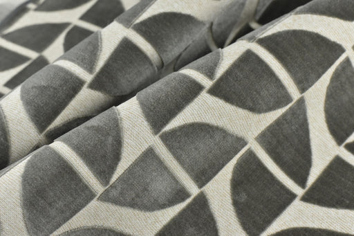 Heavy Weight Light Sliver Grey Quarter Circles Geometric Cut Velvet Jacquard Upholstery Fabric For Chair|Vintage Velvet Fabric For Couch