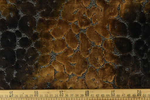 Heavyweight Gradient Gold Brown Leopard Raised Cut Velvet Upholstery Fabric For Chair|Vintage Animal Abstract Geometric Velvet For Couch
