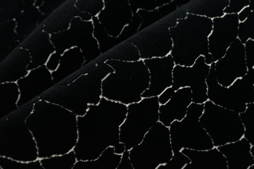 Heavy Weight Black and White Abstract Geometric Raised Cut Velvet Upholstery Fabric For Chair|Velvet Fabric For Furniture Reupholstery