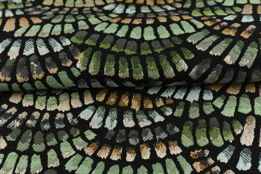 Heavy Weight Multicolored Vintage Green Bird Feather Pattern Jacquard Upholstery Fabric For Chair Pillow|Ethnic Tribal Geometric Boho Fabric