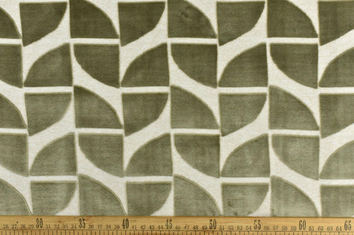 Heavy Weight Light Olive Quarter Circles Geometric Cut Velvet Jacquard Upholstery Fabric For Chair|Vintage Green Velvet Fabric For Couch