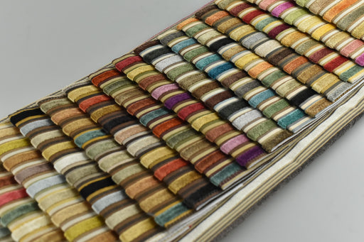 Multi-Colored Heavy Weight Raised Striped Cut Velvet Upholsetry Fabric For Chair Couch|Luxury Durable Jacquard Velvet Fabric For Ottoman
