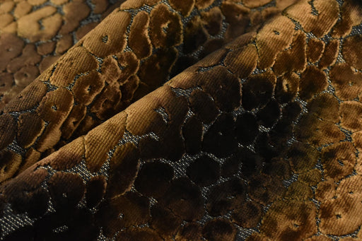 Heavyweight Gradient Gold Brown Leopard Raised Cut Velvet Upholstery Fabric For Chair|Vintage Animal Abstract Geometric Velvet For Couch