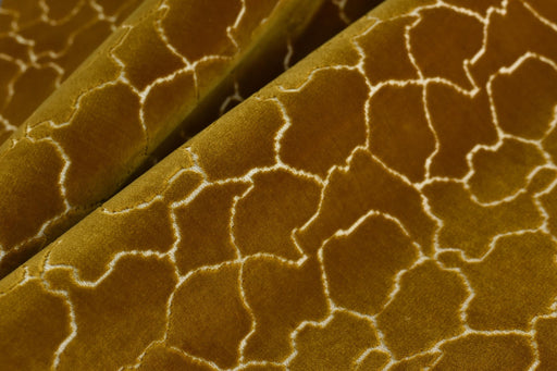 Heavy Weight Gold Abstract Geometric Raised Cut Velvet Upholstery Fabric For Chair|Velvet Fabric For Furniture Reupholstery