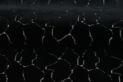 Heavy Weight Black and White Abstract Geometric Raised Cut Velvet Upholstery Fabric For Chair|Velvet Fabric For Furniture Reupholstery